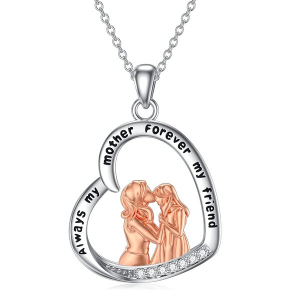 Elegant Silver Diamond Heart Pendant Necklace for Mother's Day & Birthdays - Picture 1 of 4